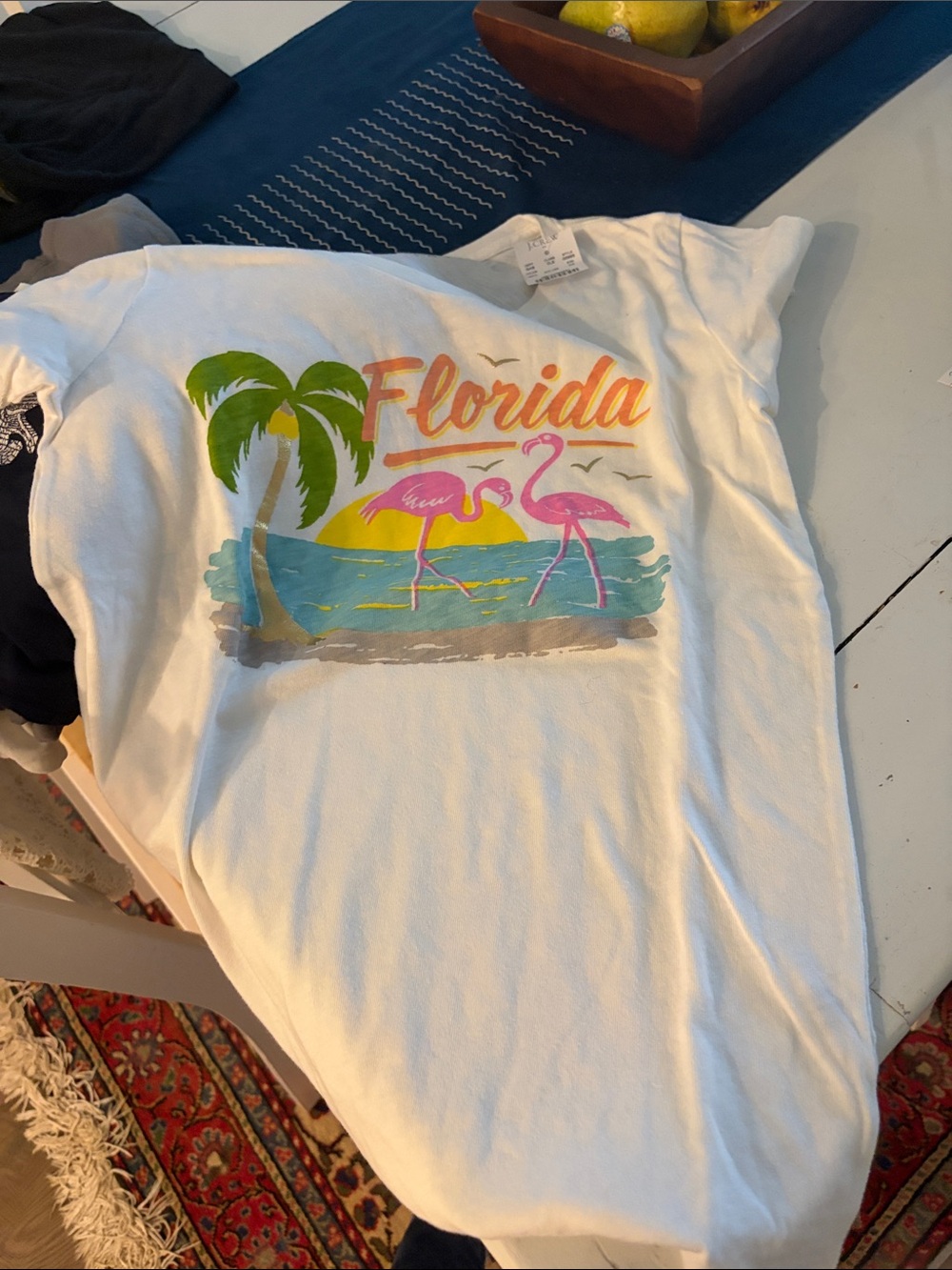 J. Crew White Florida Flamingo Sunset Graphic Tee